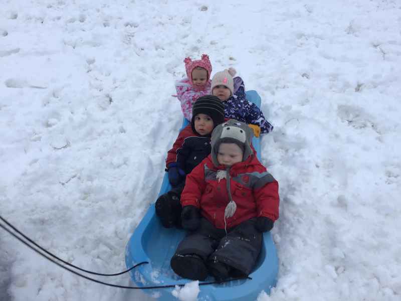 children in a sled